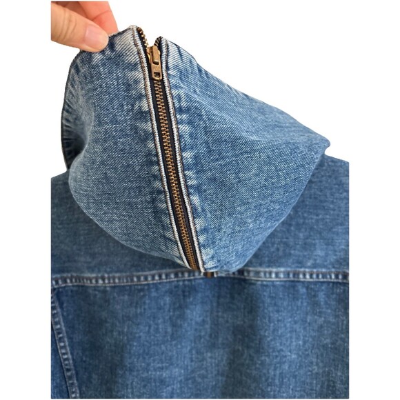 EUC VTG Y2K 90s Guess Hooded Plaid Jean Jacket USA Trucker Denim Rare L - Picture 7 of 12